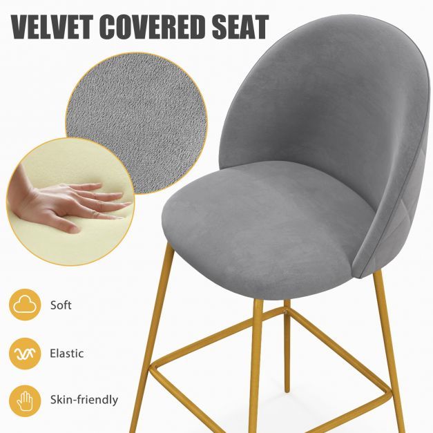 Bar Stools Set of 4 with Curved Backs and Padded Seats