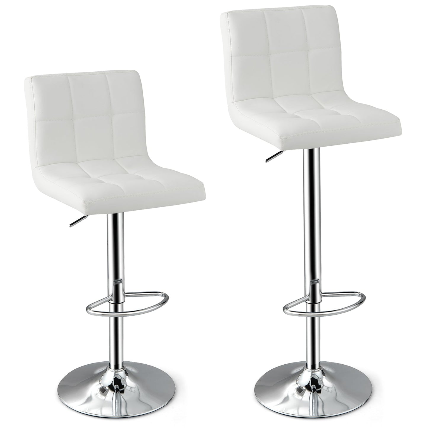 PU Leather Bar Chairs with Adjustable Height for Kitchen Island and Pub-White