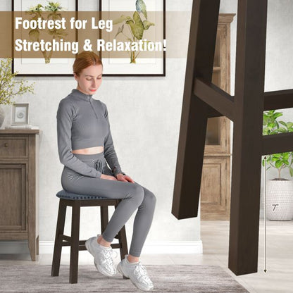 Bar Stool Set of 2 with Padded Seat and Rubber Wood Legs-Brown