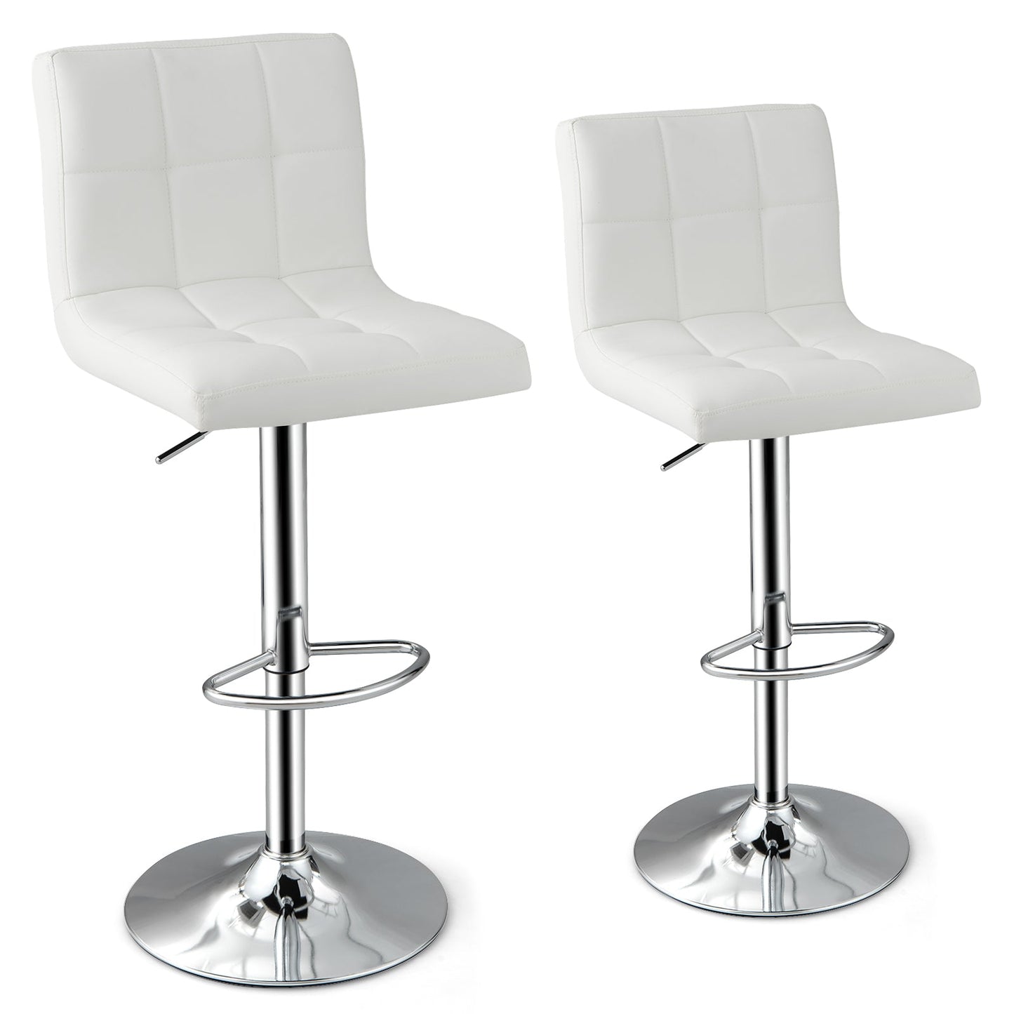 PU Leather Bar Chairs with Adjustable Height for Kitchen Island and Pub-White