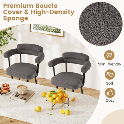 Swivel Bar Stool Set of 2 Counter Height Chairs with Curved Back-Grey