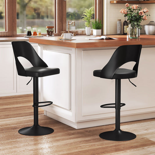 Bar Stools Set of 2 Ergonomic Counter Height Stools-Black