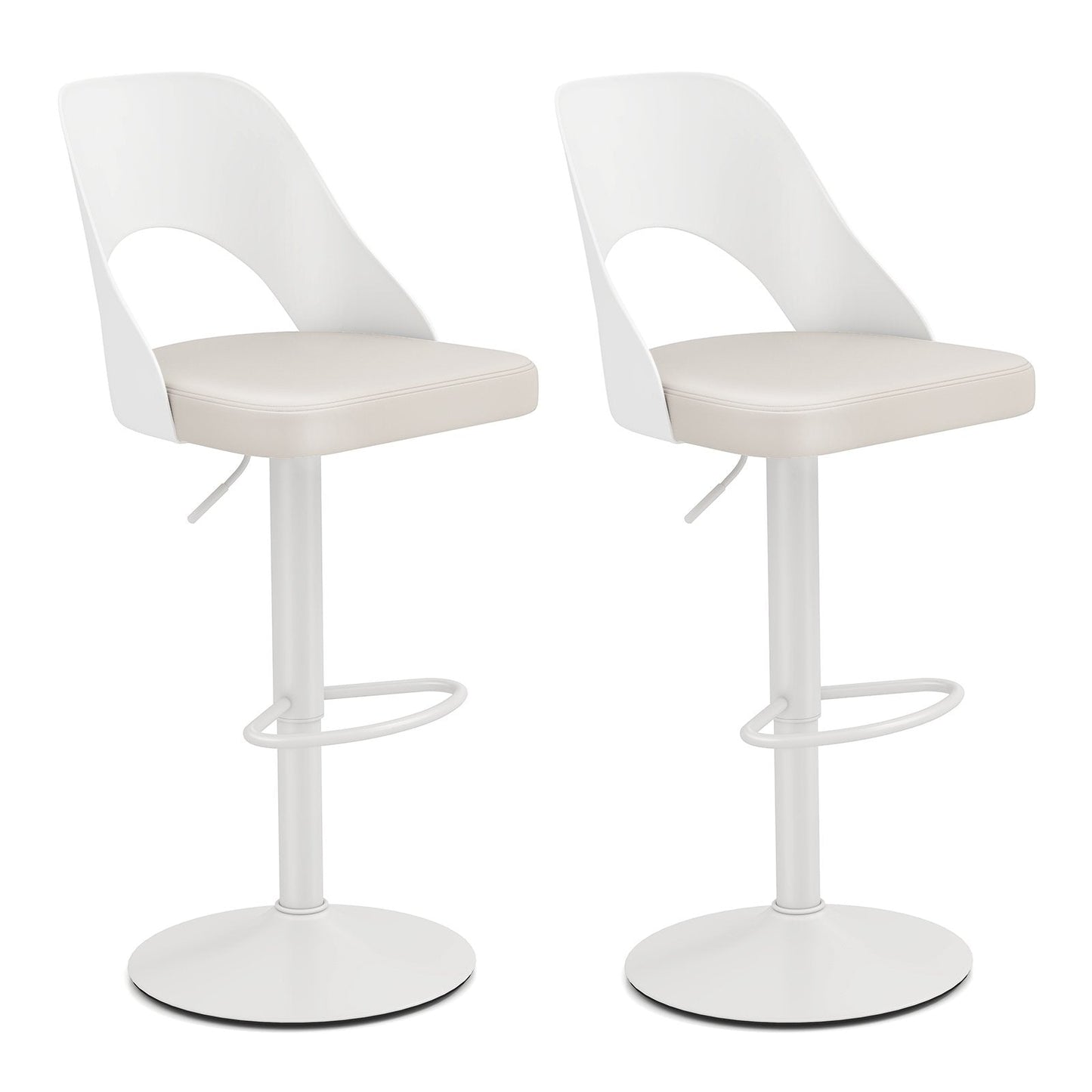 Bar Stools Set of 2 Ergonomic Counter Height Stools-White