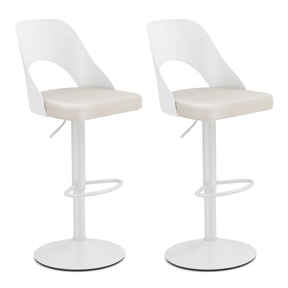 Bar Stools Set of 2 Ergonomic Counter Height Stools-White