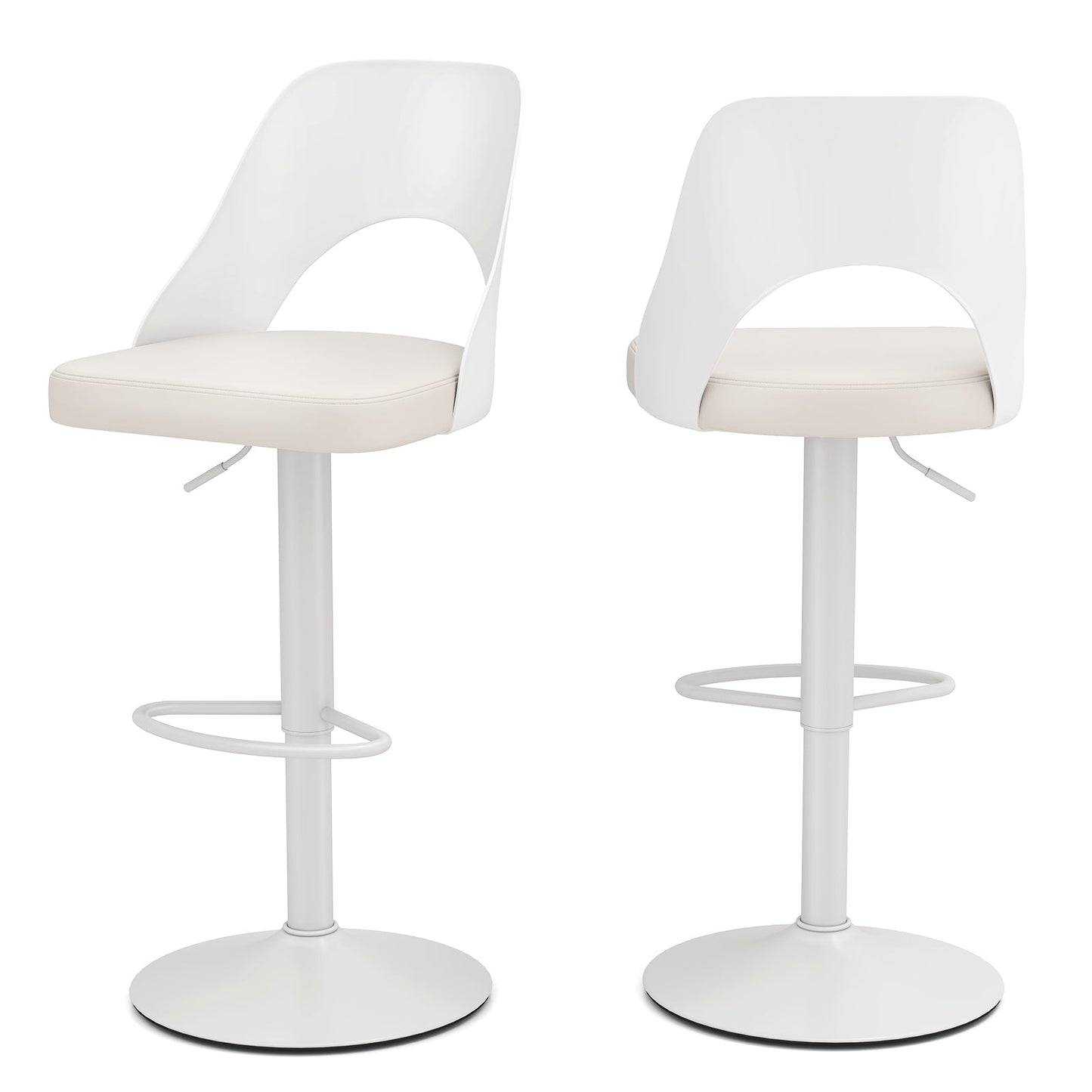 Bar Stools Set of 2 Ergonomic Counter Height Stools-White