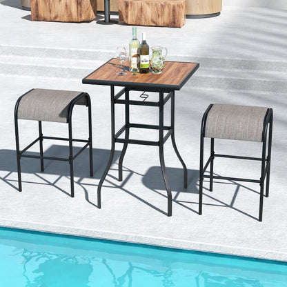 Outdoor Square Tabletop Bar Height Table for Garden Backyard Poolside