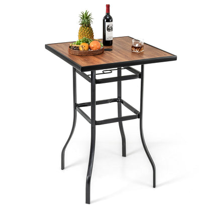 Outdoor Square Tabletop Bar Height Table for Garden Backyard Poolside