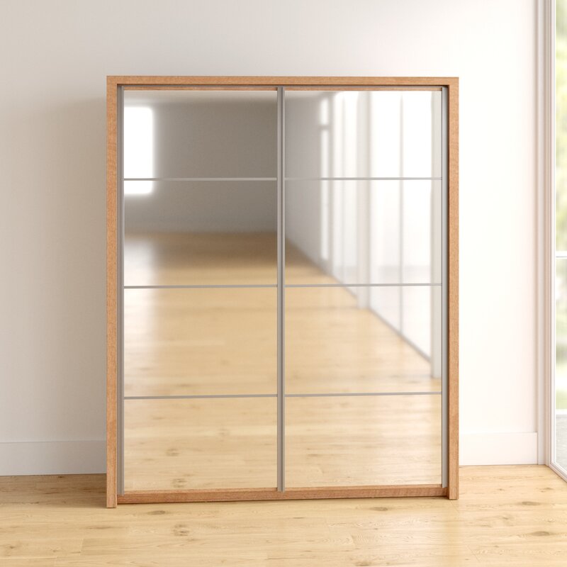 Barse 2 Door Mirrored Sliding Wardrobe 180cm - Oak, White, Grey