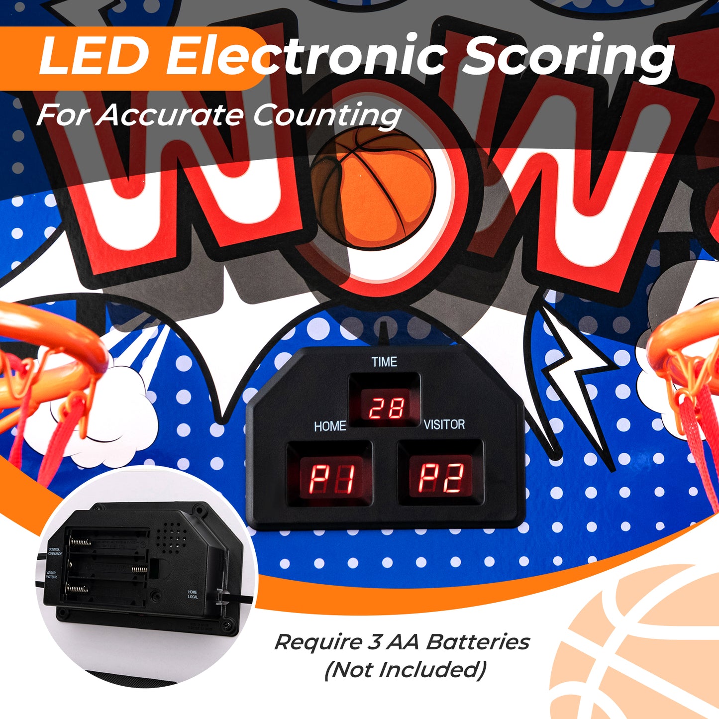 Basketball Arcade Game Indoor for 2 Players-Blue