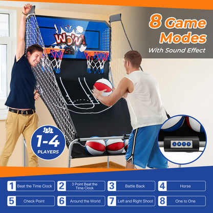 Basketball Arcade Game Indoor for 2 Players-Blue