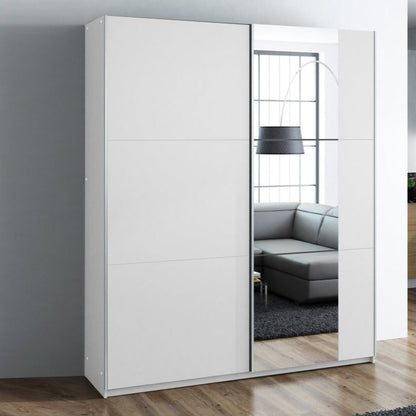 Oldham Sliding Mirror Door 150cm Wardrobe - Grey, White