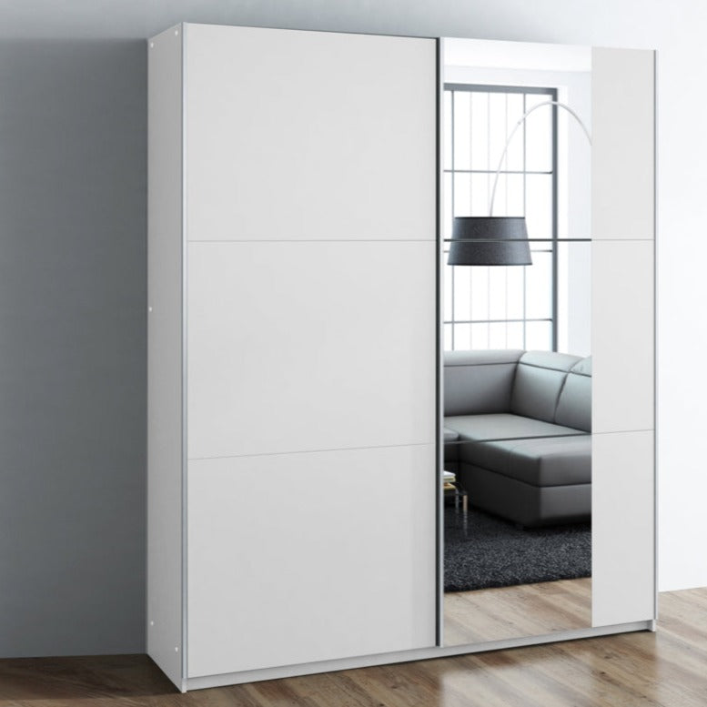 Oldham Sliding Mirror Door 200cm Wardrobe - Grey, White