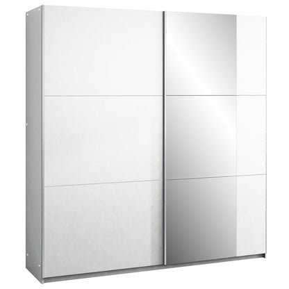 White Mirrored Sliding Door Wardrobe 200cm – FINLEY