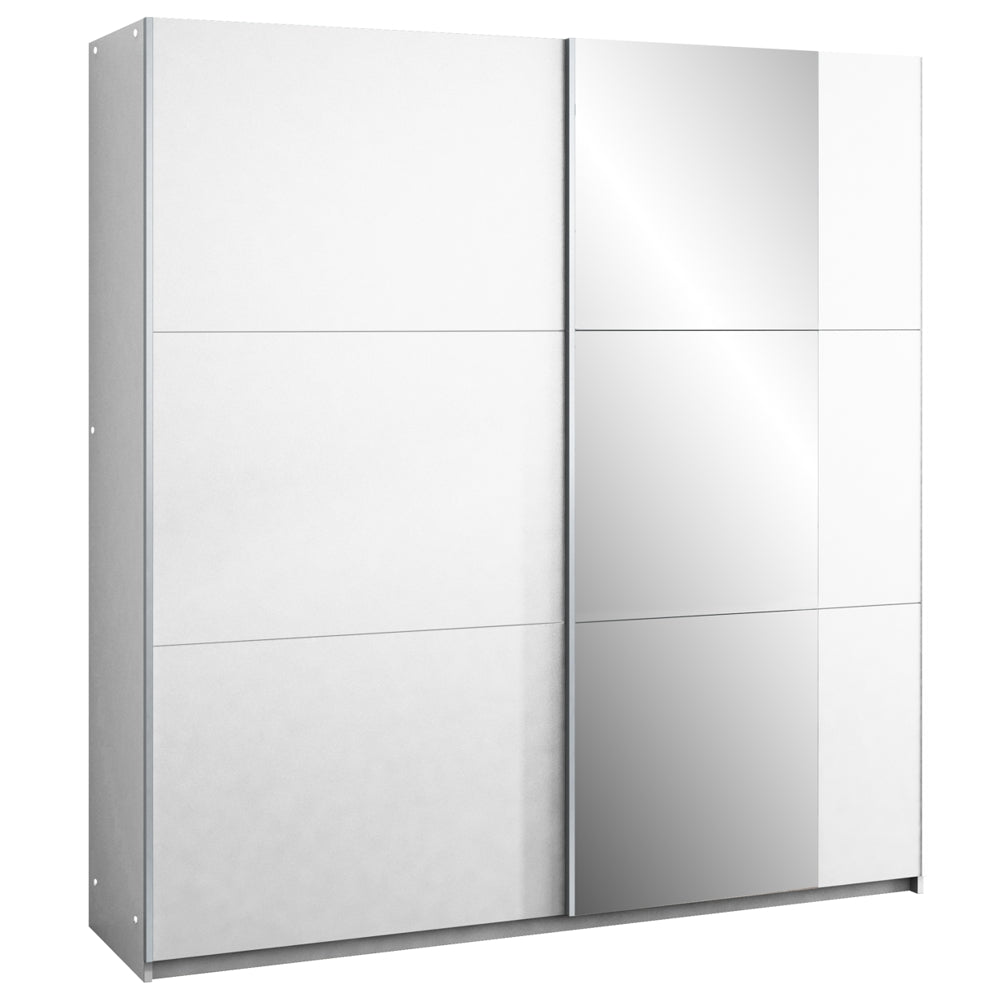 White Mirrored Sliding Door Wardrobe 151cm – FINLEY