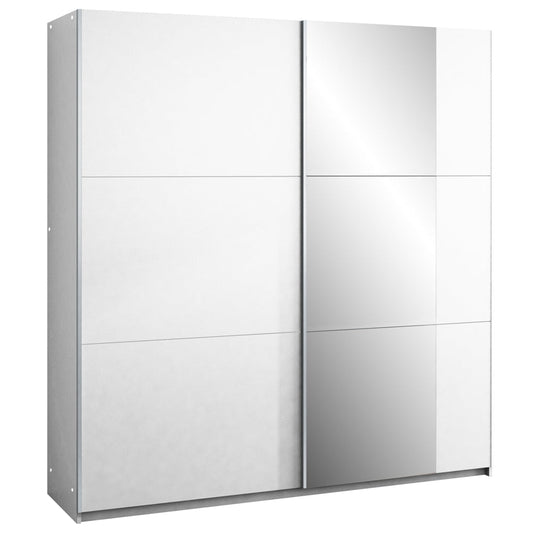 White Mirrored Sliding Door Wardrobe 151cm – FINLEY