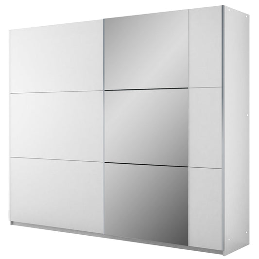 White Mirrored Sliding Door Wardrobe 250cm – FINLEY