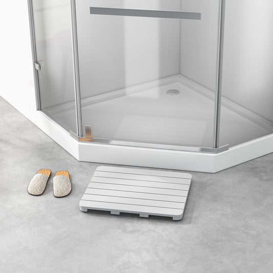 60 x 48 cm Bath Mat for Shower with Non Slip Foot Pads-White