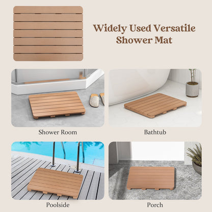 60 x 48 cm Bath Mat for Shower with Non Slip Foot Pads-Brown