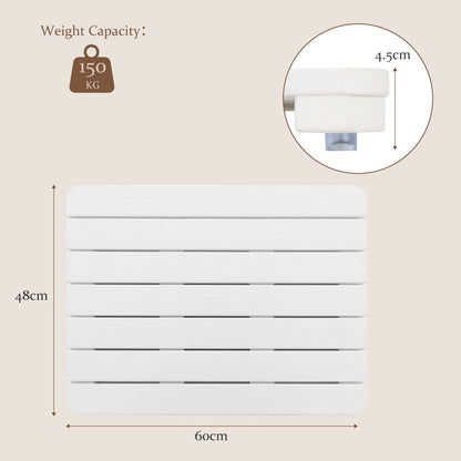 60 x 48 cm Bath Mat for Shower with Non Slip Foot Pads-White