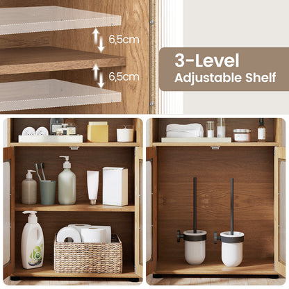 Bathroom Cabinet Set with 150 cm Tall Cabinet and 83 cm Floor Cabinet-Natural