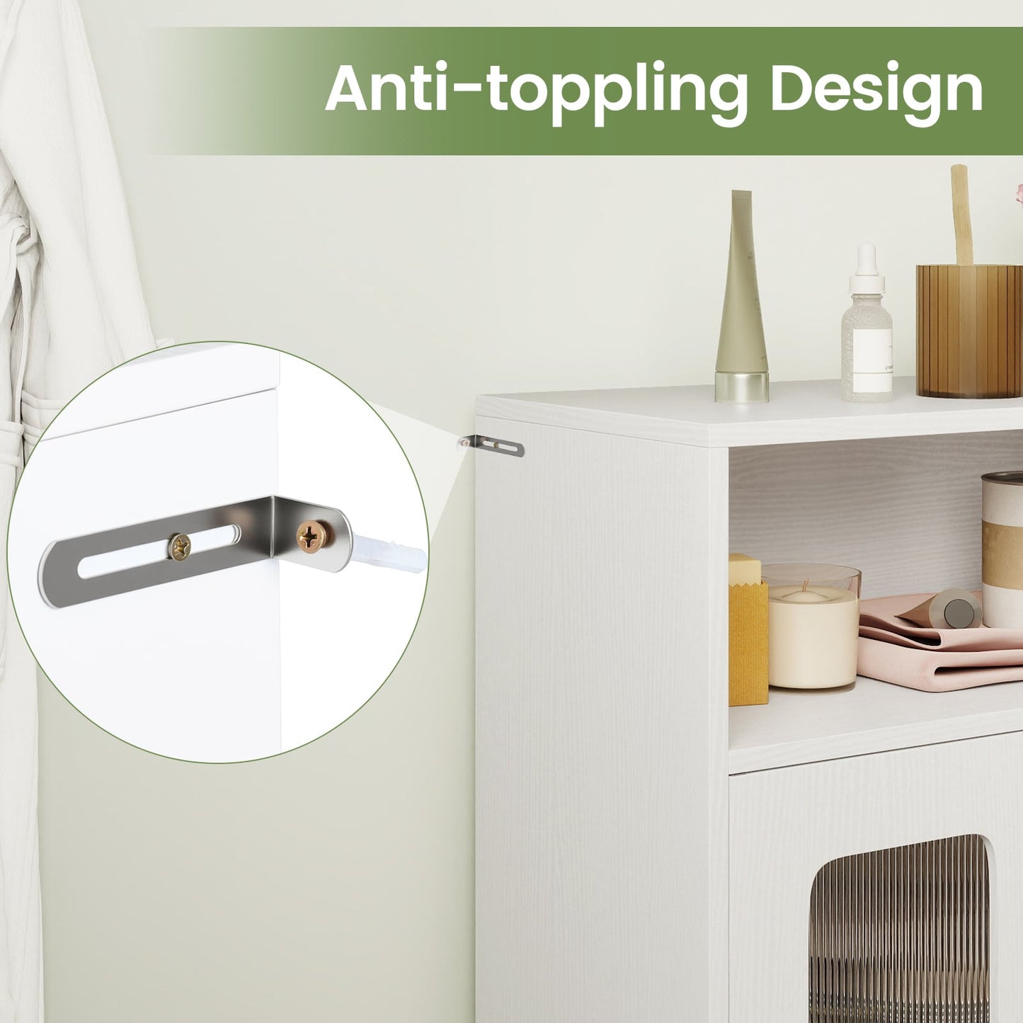 Bathroom Cabinet Set with 150 cm Tall Cabinet and 83 cm Floor Cabinet-White