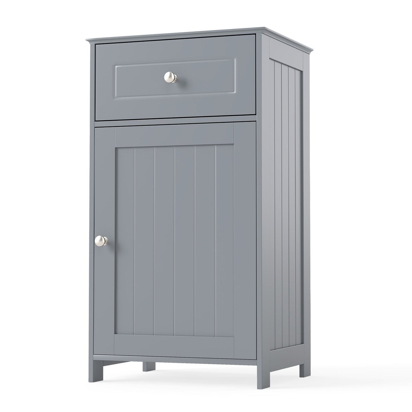 Bathroom Cabinet Floor Organizer with Single Door and Drawer-Grey