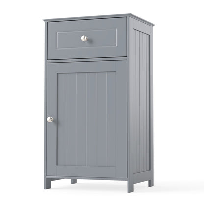 Bathroom Cabinet Floor Organizer with Single Door and Drawer-Grey