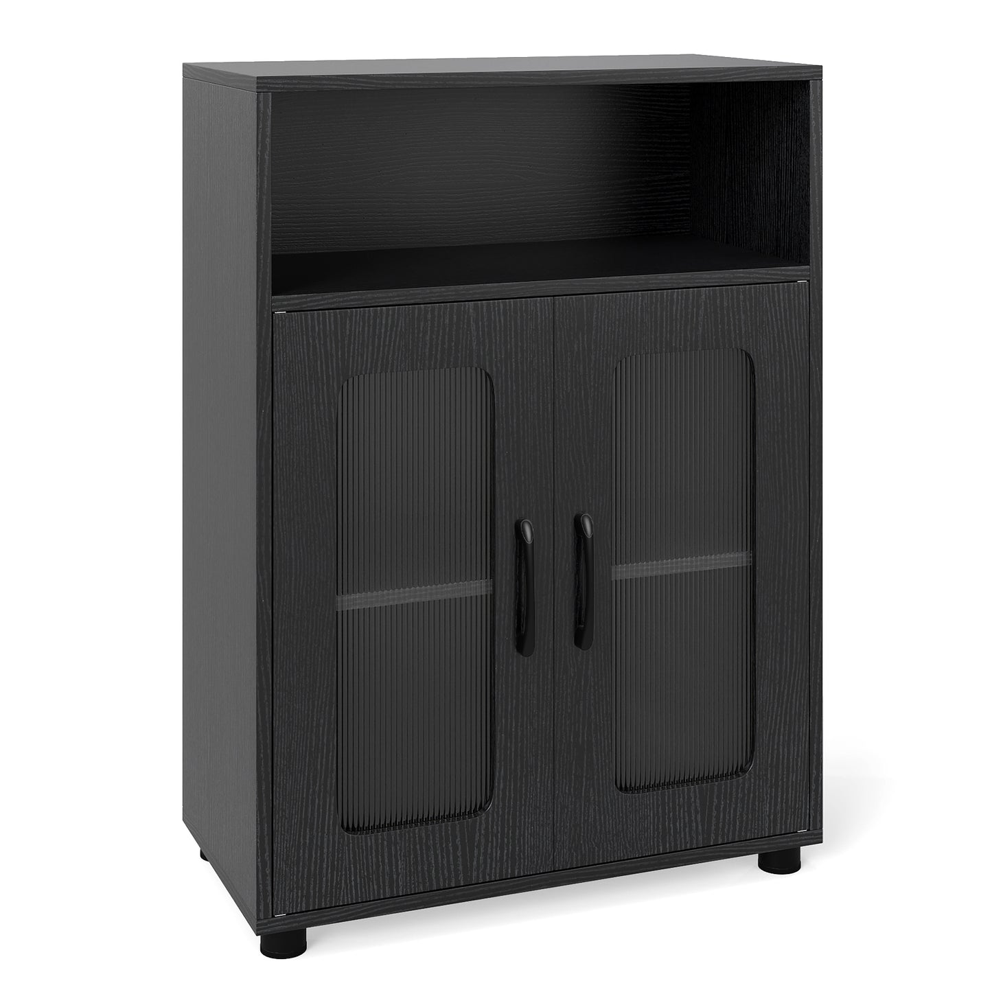 Bathroom Cabinet Freestanding Cabinet with 2 Doors and 3-Level Adjustable Shelf-Black