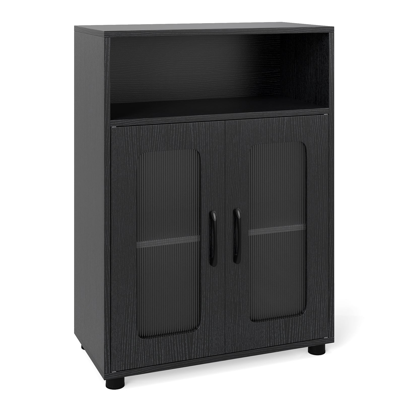 Bathroom Cabinet Freestanding Cabinet with 2 Doors and 3-Level Adjustable Shelf-Black