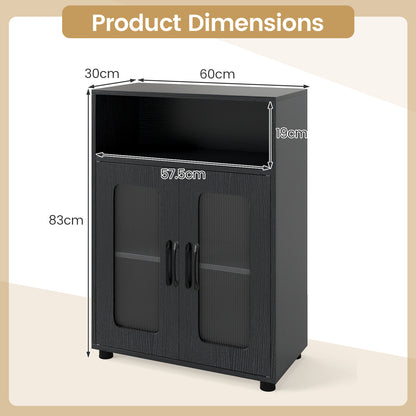 Bathroom Cabinet Freestanding Cabinet with 2 Doors and 3-Level Adjustable Shelf-Black