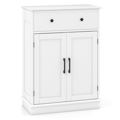 Bathroom Floor Cabinet with Doors Modern Buffet Sideboard-White