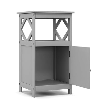 Bathroom Floor Cabinet with Open Compartment and Single Door-Grey