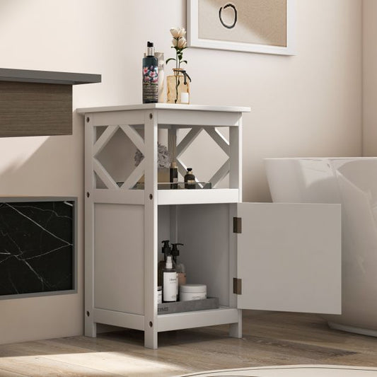 Single Door Storage Cabinet with Open Compartment for Home Living