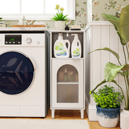 Bathroom Floor Cabinet with Adjustable Shelf for Hallway Living Room-White