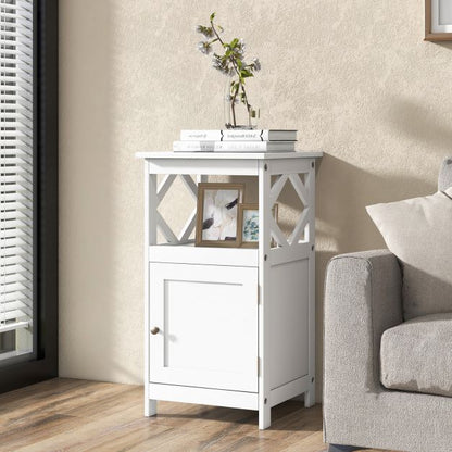 Single Door Storage Cabinet with Open Compartment for Home Living