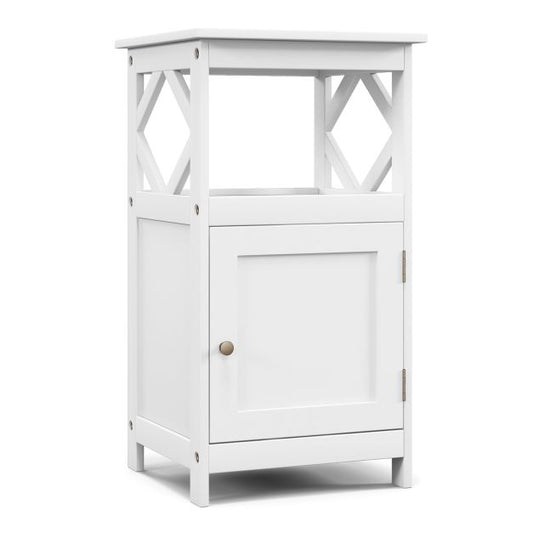 Single Door Storage Cabinet with Open Compartment for Home Living