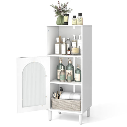 Bathroom Floor Cabinet with Adjustable Shelf for Hallway Living Room-White
