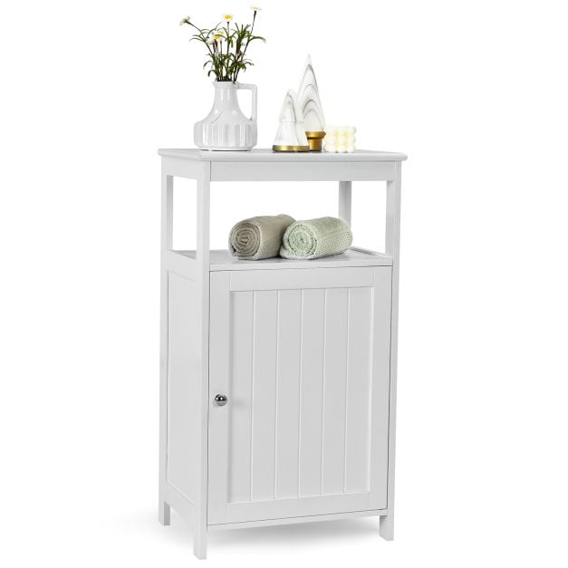 Bathroom Floor Cabinet with Adjustable Shelf-White