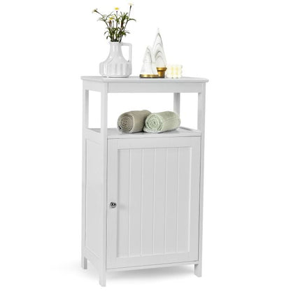 Bathroom Floor Cabinet with Adjustable Shelf-White