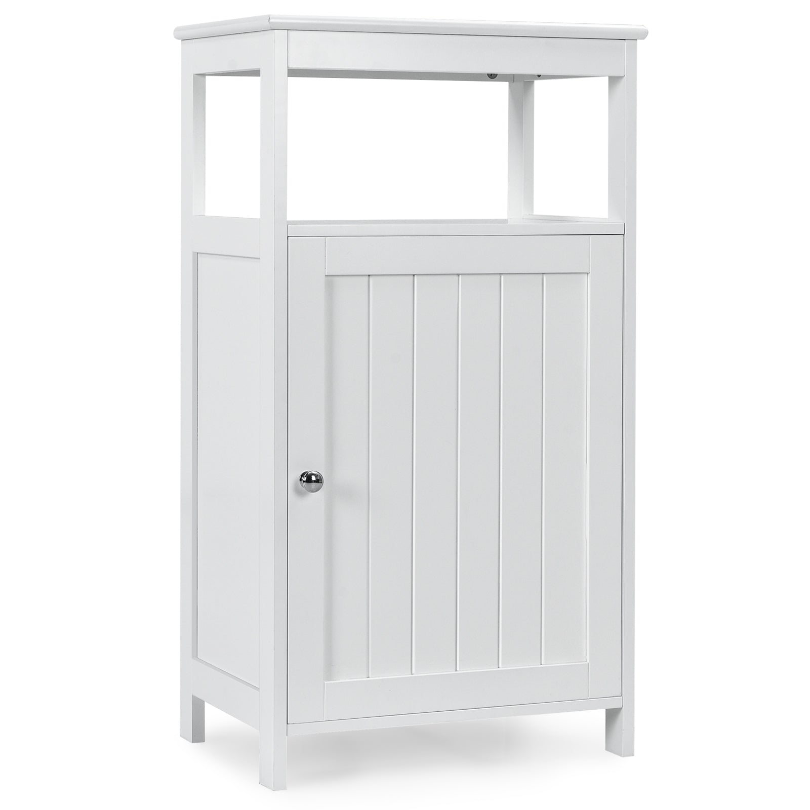Bathroom Floor Cabinet with Single Door and Adjustable Shelf-White