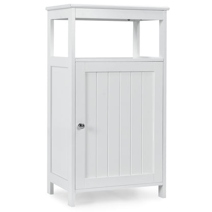 Bathroom Floor Cabinet with Single Door and Adjustable Shelf-White