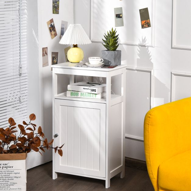Bathroom Floor Cabinet with Adjustable Shelf-White