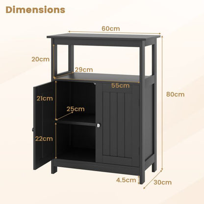 Bathroom Floor Cabinet Freestanding Storage Organizer with Open Compartment-Black