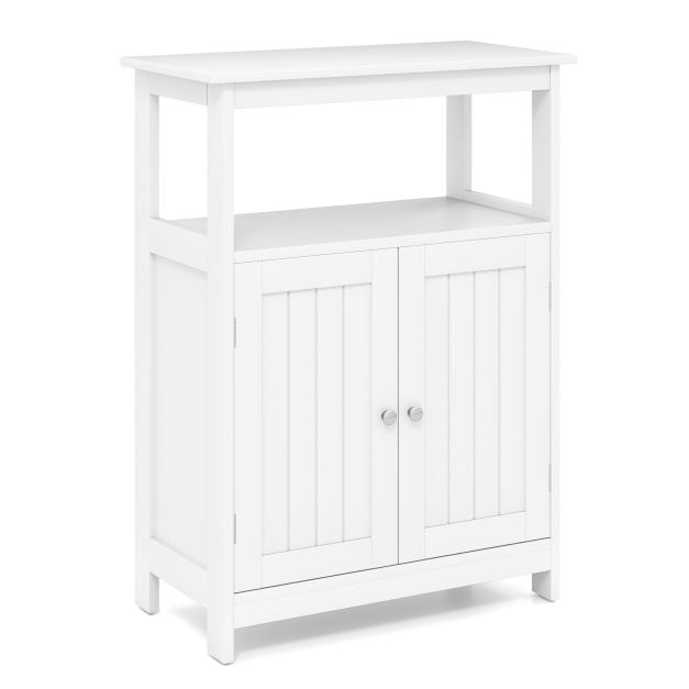 Bathroom Floor Cabinet Freestanding Storage Organizer with Open Compartment-White