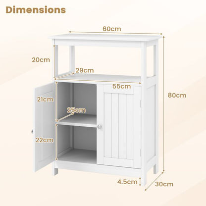 Bathroom Floor Cabinet Freestanding Storage Organizer with Open Compartment-White