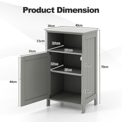 Bathroom Floor Single Door Side Cabinet with Open Compartment-Grey