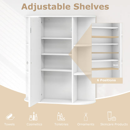 Bathroom Medicine Cabinet with Mirror with 3 Adjustable Shelves-White