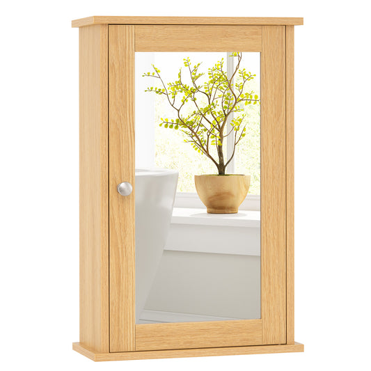 Bathroom Medicine Cabinet with Mirror and Adjustable Shelf-Natural