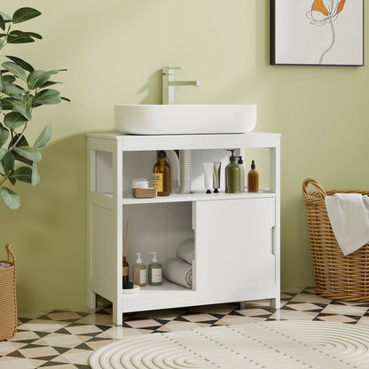 Bathroom Sink Cupboard Under Sink Vanity Cabinet with Sliding Doors-White