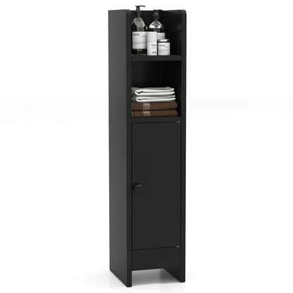 Bathroom Storage Cabinet with Door and Adjustable Shelves-Black